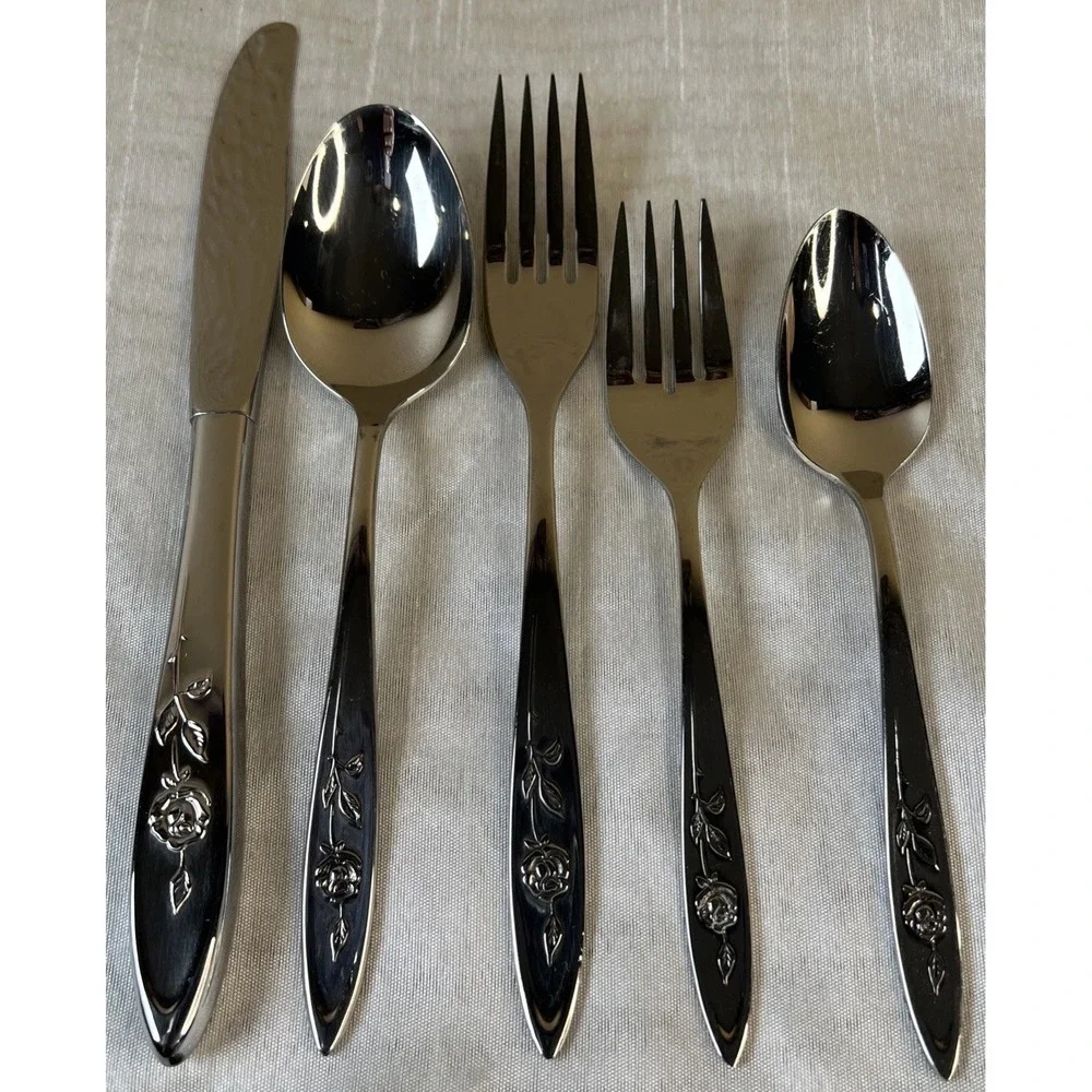 ONEIDA Stainless Community MY ROSE 5 Pc. Flatware Set Service For 1-  USA Made